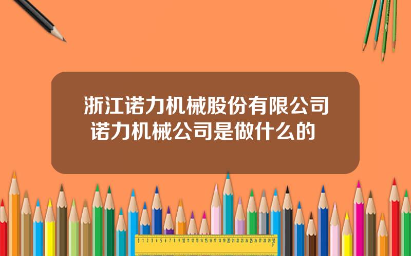 浙江诺力机械股份有限公司 诺力机械公司是做什么的